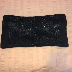 Girls Sequin Black Wrap Scarf